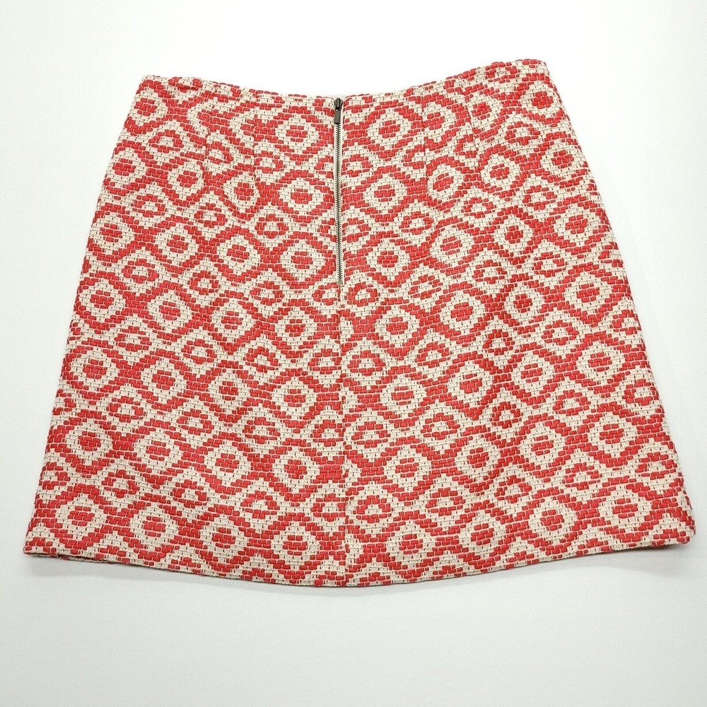Ann Taylor‎ Loft Skirt Women 10 Red White Metallic 100% Cotton Mini Geometric - Picture 6 of 10